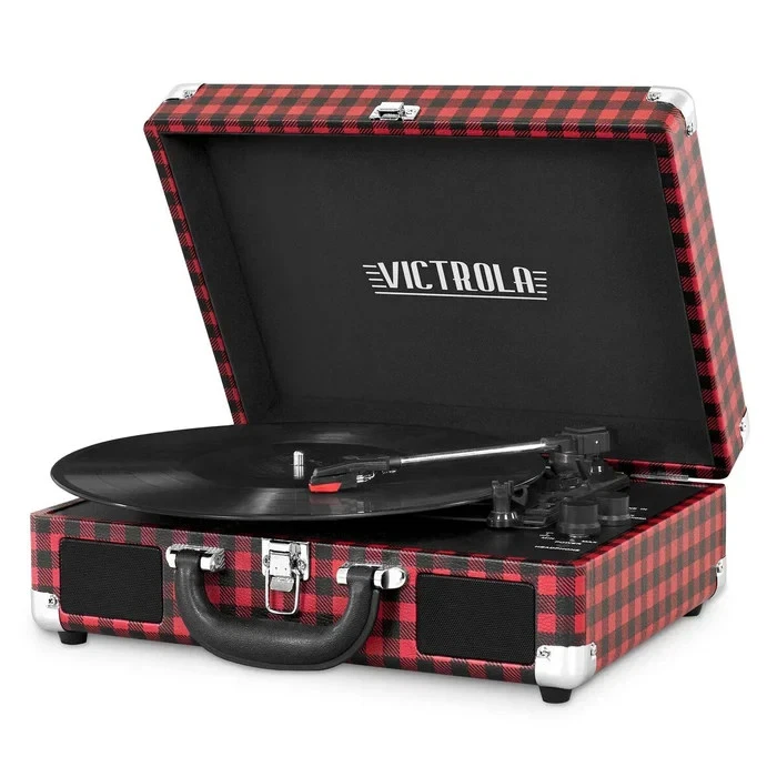 Victrola Journey Suitcase Record Player - Red and Black Plaid - Image 1 of 1