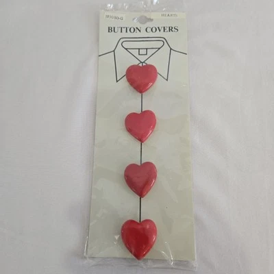 Heart 4 Pc Button Covers Vintage Novelty Unique Festive Fun Love Brand New - Image 1 of 4