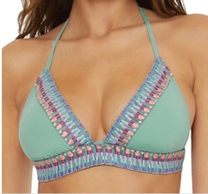 Becca by Rebecca Virtue Fiesta Avery Halter Bikini Top, Mineral, D Cup $84 - Picture 1 of 5