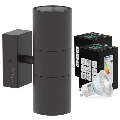 LED Außenleuchte Außenlampe Gu10 IP44 Wandleuchte Anthrazit inkl. Leuchtmittel - Bild 1 von 4