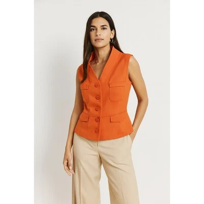 Colección Magaschoni Chaleco Naranja Utilidad Talla 8 Otoño Otoño Minimalista Negocios Foto 1 de 4