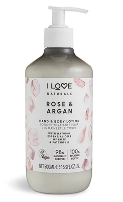I LOVE COSMETICS I Love Naturals Rose & Argan Hand & Body Lotion with Essential Oils 500ml