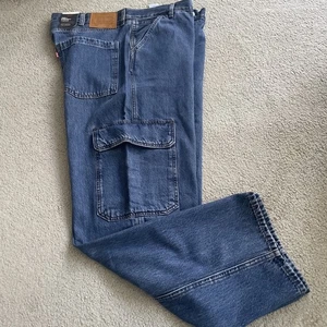 Levi's Premium 568 Loose Cargo Blue Jeans Men’s Measured Size 38x31 See Desc - Foto 1 di 14