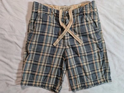 Abercrombie Shorts Plaid Blue Heavy Draw String Waist Button Fly Vintage Y2K - Image 1 of 4