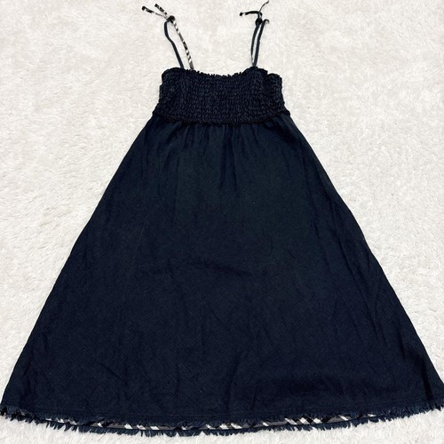 Abito Burberry tracolla fantasia quadri lino 100 blu navy taglia 38