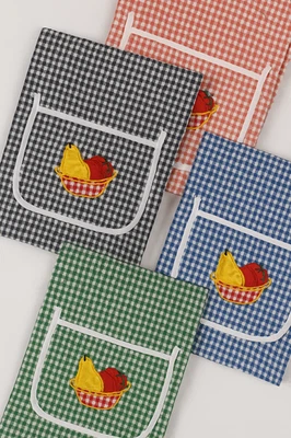 Grembiuli Set 2 o 4 Cucina con Pettorina Cotone Quadrettato Tasca Copriabito - Immagine 1 di 4