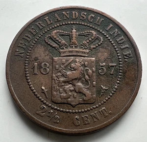 Netherlands East Indies 1857 copper 2½ cents - Picture 1 of 2