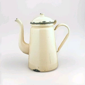 Vintage Enamel COFFEE POT Enamelware Tea pot Cafetiere Kaffeekanne - Picture 1 of 10