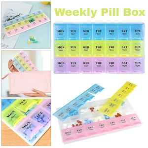 CAJA DE PASTILLAS PARA TABLETAS ORGANIZADOR DE MEDICAMENTOS DE 7 DÍAS DISPENSADOR SOPORTE SEMANAL ESTUCHE DE ALMACENAMIENTO - Imagen 1 de 13