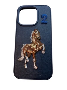 Blue Santa Barbara Polo I Phone  15 Pro Case Leather 3D Embroidery - Picture 1 of 5