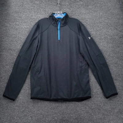 Under Armour Jacket Men Large Blue Fitted Coldgear 1/4 Zip Fleece Mock Neck — 第 1/4 张图片