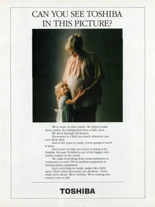 Magazine Print Ad TOSHIBA 1986 Pregnant Caucasian Mother and Daughter Colour TV - Picture 1 of 1