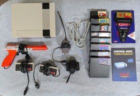 Nintendo NES Console (NES-001), 8 Games & Game Genie Bundle - Tested & Working
