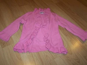 Girl's Size Small 4 Chocolate Kisses Solid Pink Sweater Jacket EUC - Picture 1 of 3
