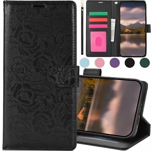 Floral Embossed Wallet Case For Samsung Galaxy S25 S24 S23 S22 S21 S20+ FE Ultra - Picture 1 of 57