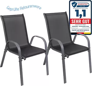 Gartenstuhl KUBA 2er Set Terrassenstuhl Balkonstuhl grau anthrazit, Retourenware - Bild 1 von 8