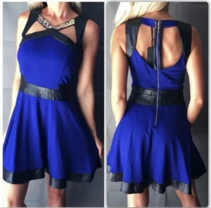 Nuevo Vestido de Fiesta Patinador Para Mujer Espalda Abierta Recorte Cuero Sintético Cremallera EXPUESTA S - Imagen 1 de 6