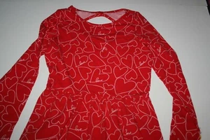 New Carter's Girls 14 year Dress Soft Knit Red Hearts Love Long Sleeves Stretch - Picture 1 of 3