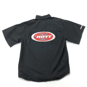 Team Hoyt USA Large Back Patch Mens Size XL Button Down Shirt Short Sleeve Black - Picture 1 of 10