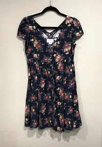 Denim & Supply Ralph Lauren Kleid Damen S/P Floral Babydoll Mini V-Ausschnitt Schwarz - Bild 1 von 15