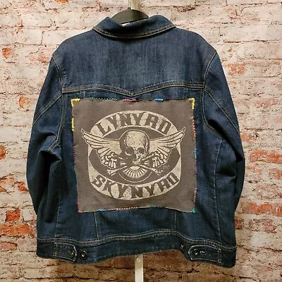 Upcycled Lynyrd Skynyrd Band Tee Denim Jean Jacket, size 20W - Image 1 of 4