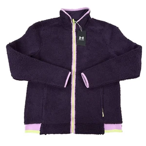 Under Armour Jacket Women Small Purple Deep Pile Fleece Sweater Full Zip Ladies - Picture 1 of 11