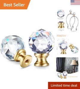 Diamond Crystal Lamp Finials with Gold Base - Durable Set of 2 for Various Lamps - Picture 1 of 8