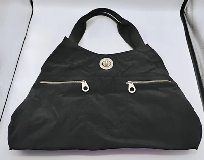 Baggallini Large Black Travel Tote Shoulder Bag Turnlock Nylon Carryon 20x14x5 - Image 1 of 4