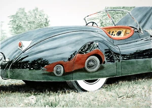 "XK140 auf XK120" Jaguar 12"X16" Giclée-Druck von Richard Lewis - Bild 1 von 1