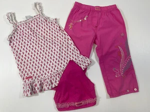 Naartjie Girls Cotton Pink Seahorse Tank Top Crop Pant Head Scarf 3Pc Set Size 7 - Picture 1 of 13