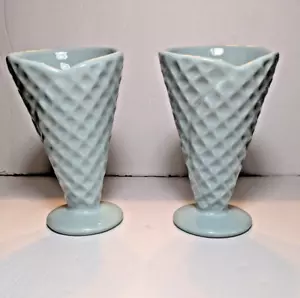Faiancas Ramos Pastel 2 Blue Waffle Cone Dishes Made In Portugal - Picture 1 of 11