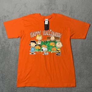 VTG Y2K Peanuts Snoppy Glow In The Dark Halloween T Shirt Men Sz L Orange NWT - Picture 1 of 12