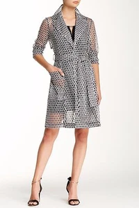 Yoana Baraschi Fast Track Mesh Trench Coat Black/White Jacket *10 Worn ONLY ONCE - Picture 1 of 6