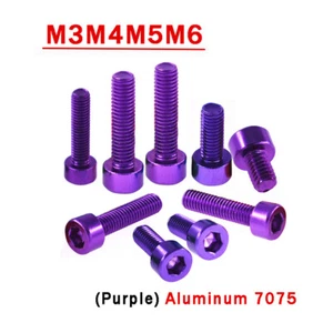 Aluminum Alloy Metric M3 M4 M5 M6 Allen Bolt Socket Cap Screws Hex Head Purple - Picture 1 of 5