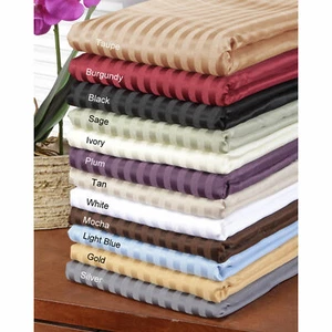 Egyptian Cotton 1000-1200 TC Stripe 1 PC Fitted Sheet Extra Deep Pocket US Twin - Picture 1 of 22