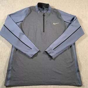 Suéter Nike Para Hombres XL Azul Dos Tonos Cuello Hoja 1/4 Cremallera Pullover Drifit - Imagen 1 de 11