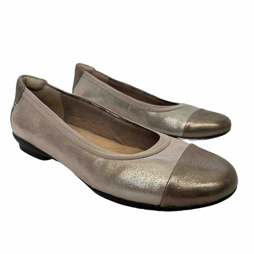 Scarpe slip on donna Clarks Sara taglia 8 punta balletto argento antico