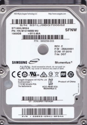 ST1000LM024 p/n: HN-M101MBB/M2 -G941- 2015 SFNW  s/n: S31 *PA_TI5565*PA VID=0012 - Image 1 of 4