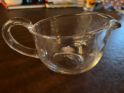 Vintage TAG Clear Glass Hand Blown Sauce Gravy Boat Pitcher Creamer Tag Sticker - Image 1 of 4
