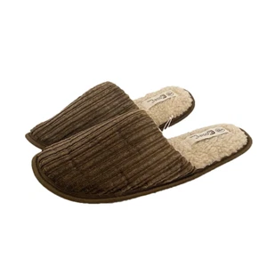MENS OPEN BACK SLIPPERS MULES CORD FLEECE INNER WARM COMFY - Picture 1 of 9