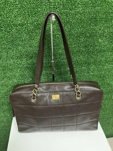 CHANEL Brown Caviar Chocolate Bar Quilted Leather Tote Large Briefcase - Picture 1 of 22
