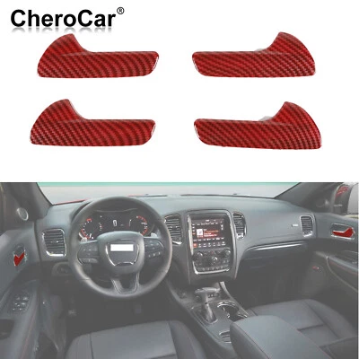 4Pcs Inner Door Handle Control Cover Trim For Dodge Durango 11+ Red Carbon Fiber Foto 1 de 4