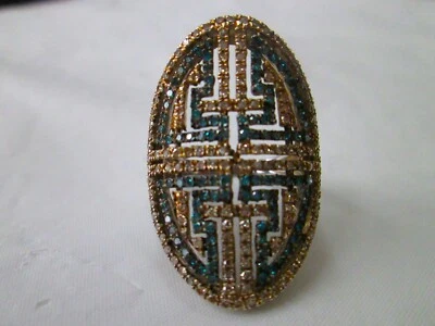 Rarities Carol Brodie Champagne & Blue Diamond Shield Ring, Size 6, NEW - Image 1 of 4