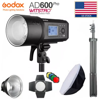 US Godox AD600Pro 600W TTL Outdoor Flash Light+Reflector+Barndoor+95cm Softbox - Image 1 of 4