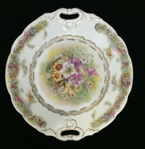 CT Carl Tielsch Germany Gold Trim Serving Display Plate Flowers - Picture 1 of 2