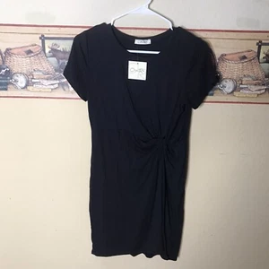 Vestido para mujer Olivia Rae manga corta liso negro con nudo talla M - Imagen 1 de 3