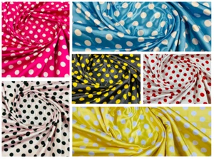 60" Multi Color Polka Dot 1/2 inch On Soft Charmeuse Satin Fabric By Yard - Picture 1 of 12