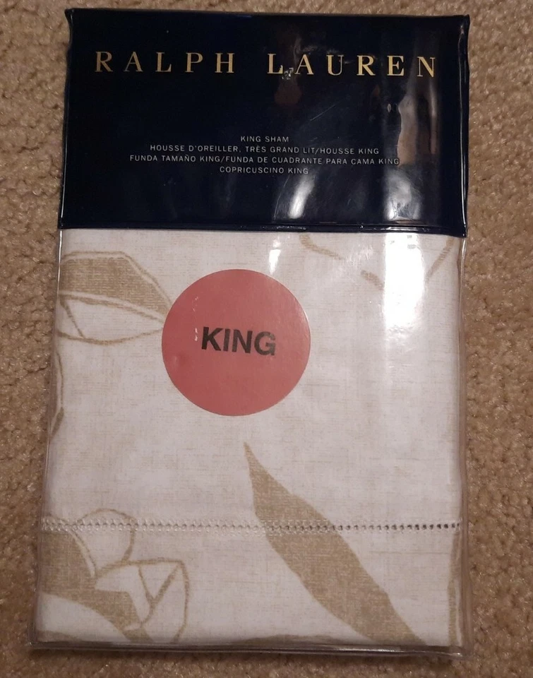 Ralph Lauren Home Cecily Palmetto King Duvet Cover 3p Set 2 Shams Tan Beige