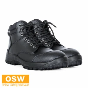 Mens BLACK Steeler Lace Up Safety Work Boot 9G4 Oil resistant, Anti-static sole - Picture 1 of 5