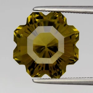 💎 5.91ct 11.8x11.7mm VVS Fancy Natural Olive Quartz - Brazil Gemstone - Picture 1 of 4